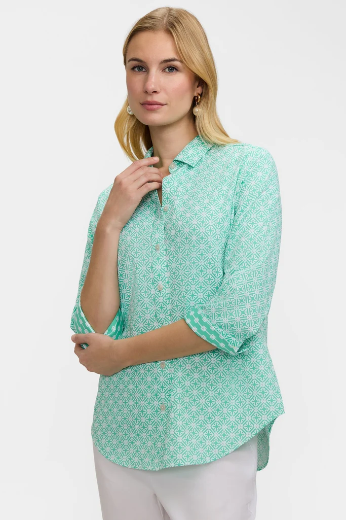 Margie Geo Lattice 3/4 Sleeve Shirt - Image 5