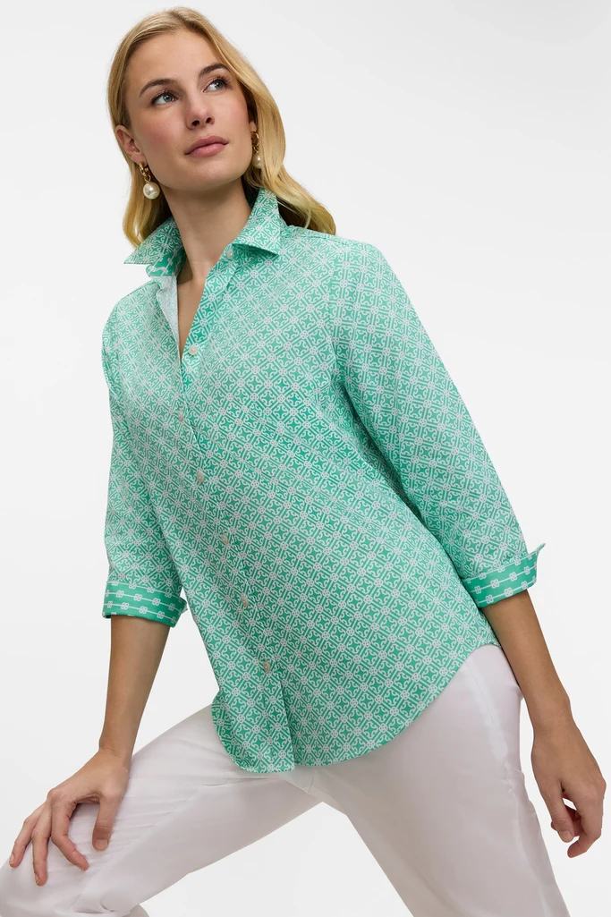 Margie Geo Lattice 3/4 Sleeve Shirt - Image 8