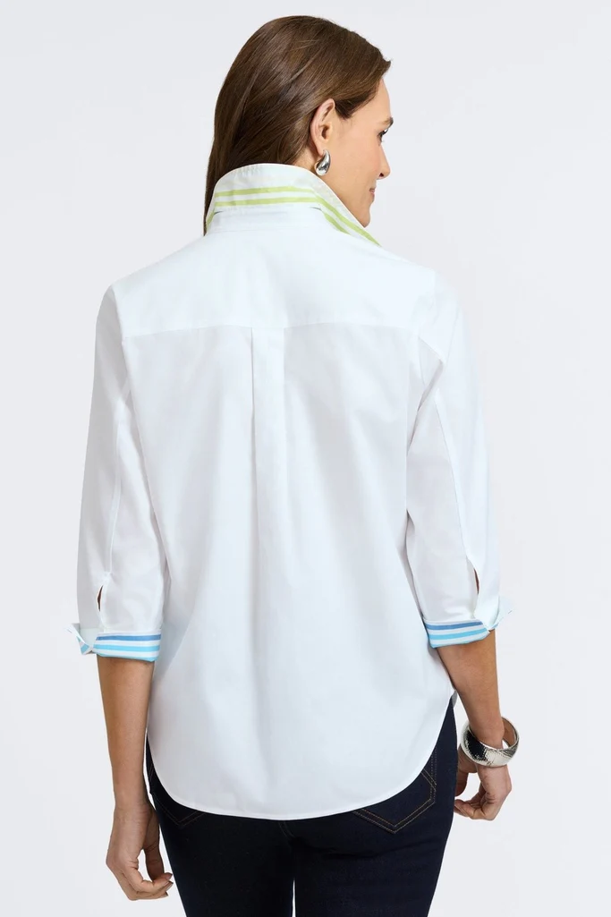 Margie No Iron Pinpoint 3/4 Sleeve Shirt - Image 5