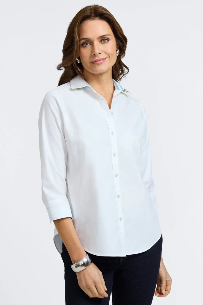 Margie No Iron Pinpoint 3/4 Sleeve Shirt - Image 7