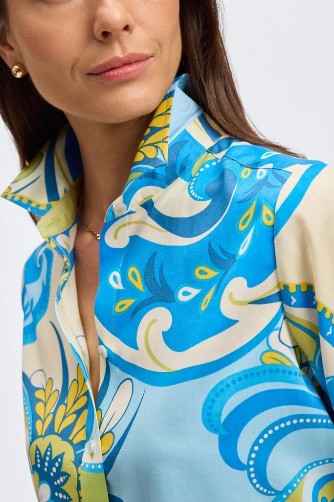 Margie Tropical Jacobean 3/4 Sleeve Shirt - Image 6