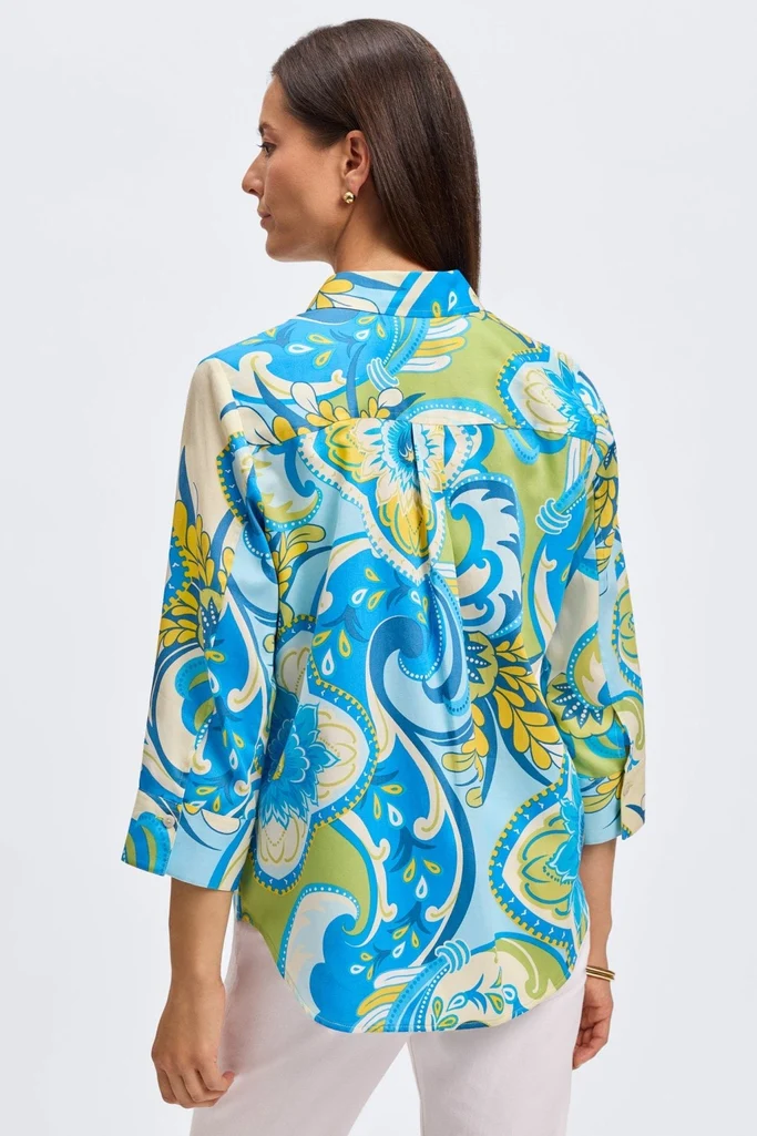 Margie Tropical Jacobean 3/4 Sleeve Shirt - Image 9