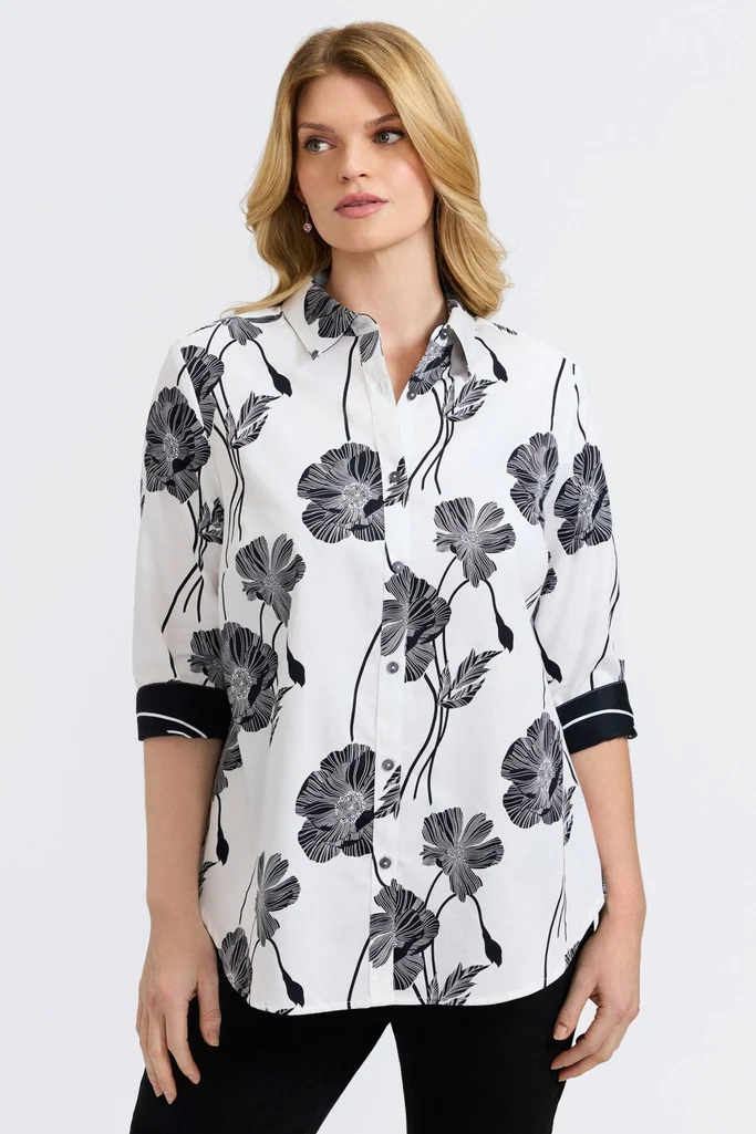 Margie Plus Poppy 3/4 Sleeve Shirt - Image 4