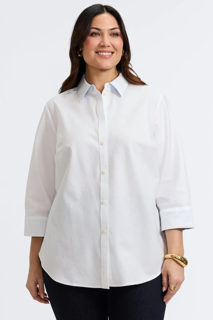 Margie Plus Dobby Stripe 3/4 Sleeve Shirt - Image 5