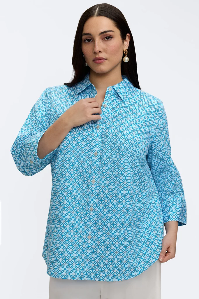 Margie Plus Geo Lattice 3/4 Sleeve Shirt