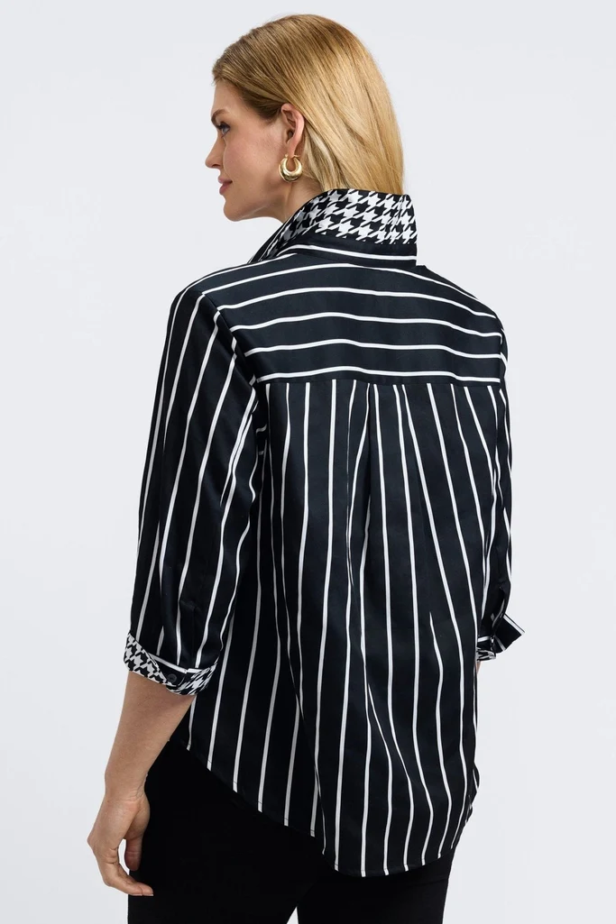 Margie Plus Stripe & Houndstooth 3/4 Sleeve Shirt - Image 13