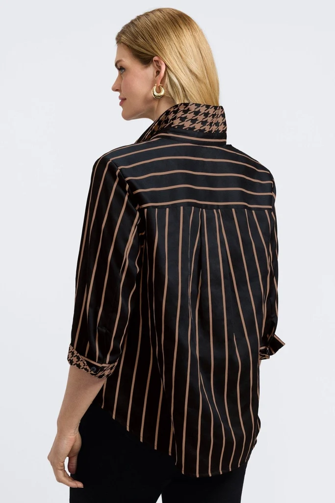 Margie Plus Stripe & Houndstooth 3/4 Sleeve Shirt - Image 5