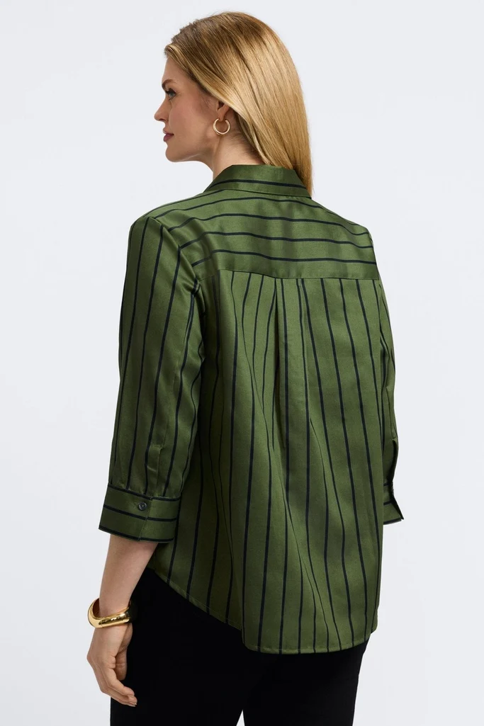Margie Plus Stripe & Houndstooth 3/4 Sleeve Shirt - Image 9