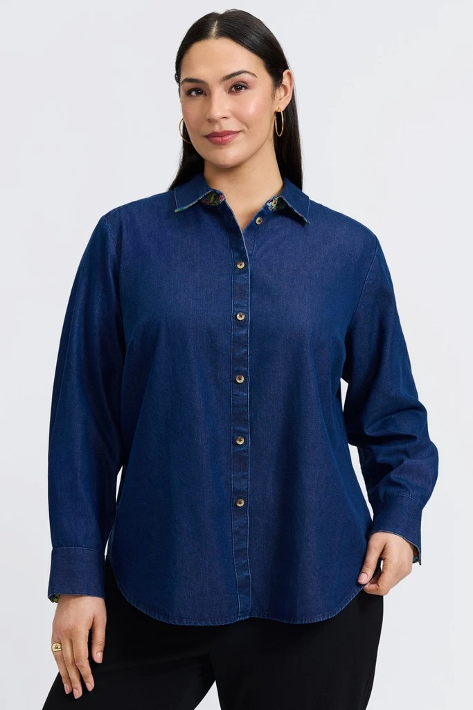 Margie Plus Tencel® Denim Long Sleeve Shirt - Image 13