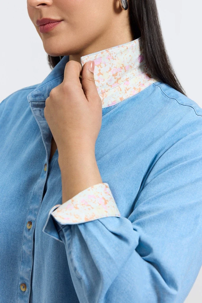 Margie Plus Tencel® Denim Long Sleeve Shirt - Image 4