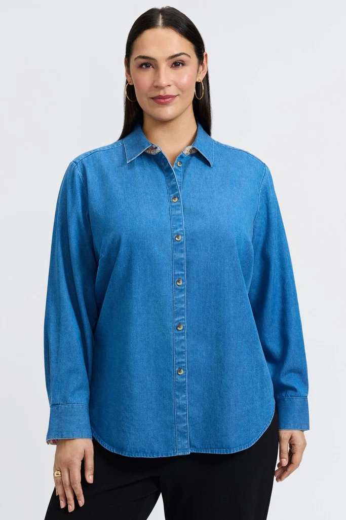Margie Plus Tencel® Denim Long Sleeve Shirt - Image 8