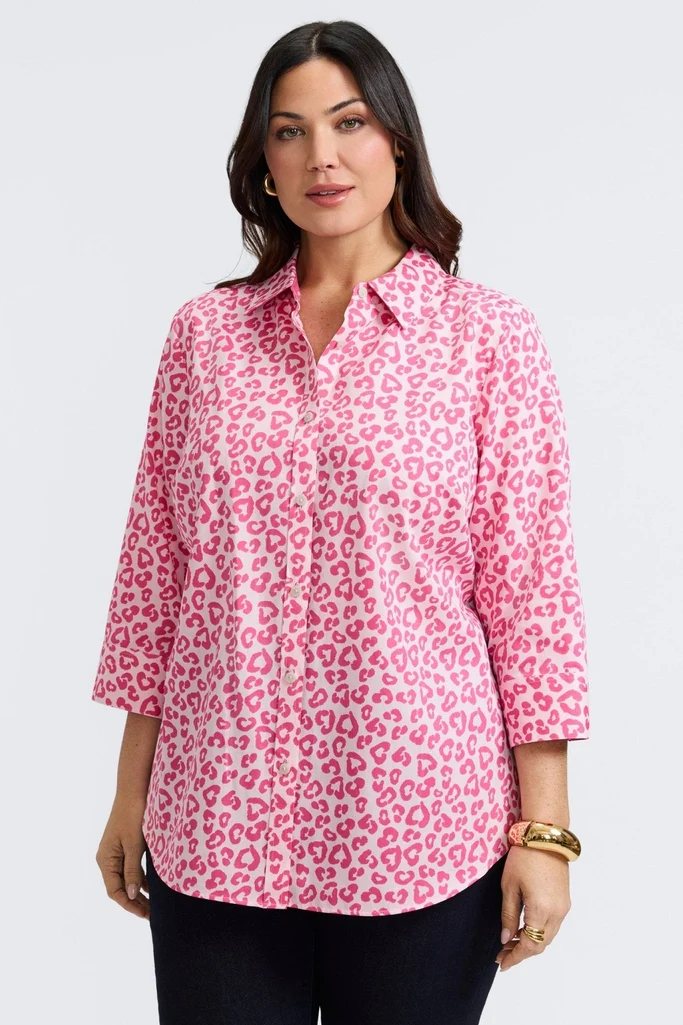 Margie Plus Tonal Cheetah 3/4 Sleeve Shirt - Image 3