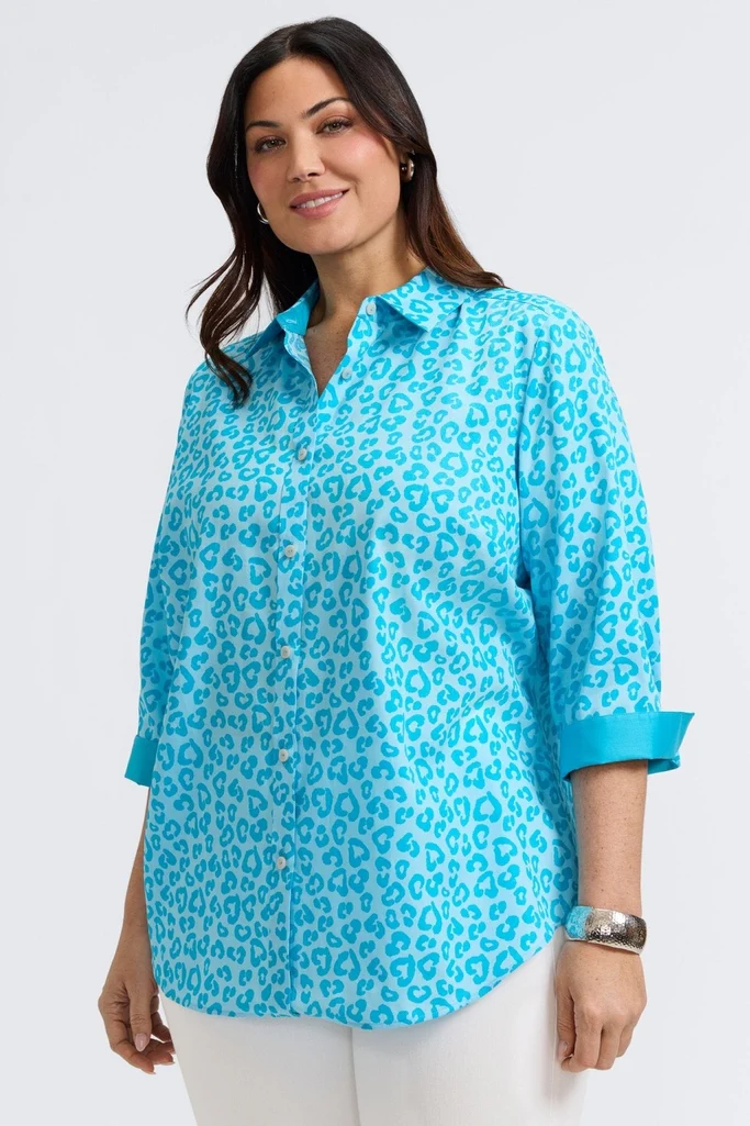Margie Plus Tonal Cheetah 3/4 Sleeve Shirt - Image 6