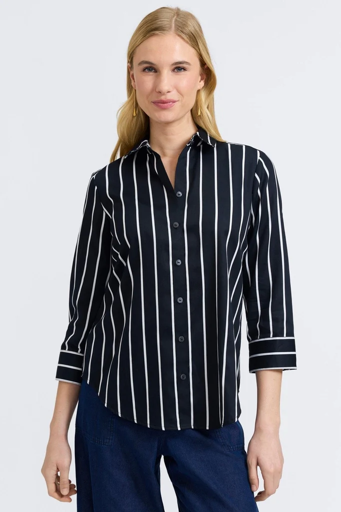 Margie Stripe & Houndstooth 3/4 Sleeve Shirt - Image 11