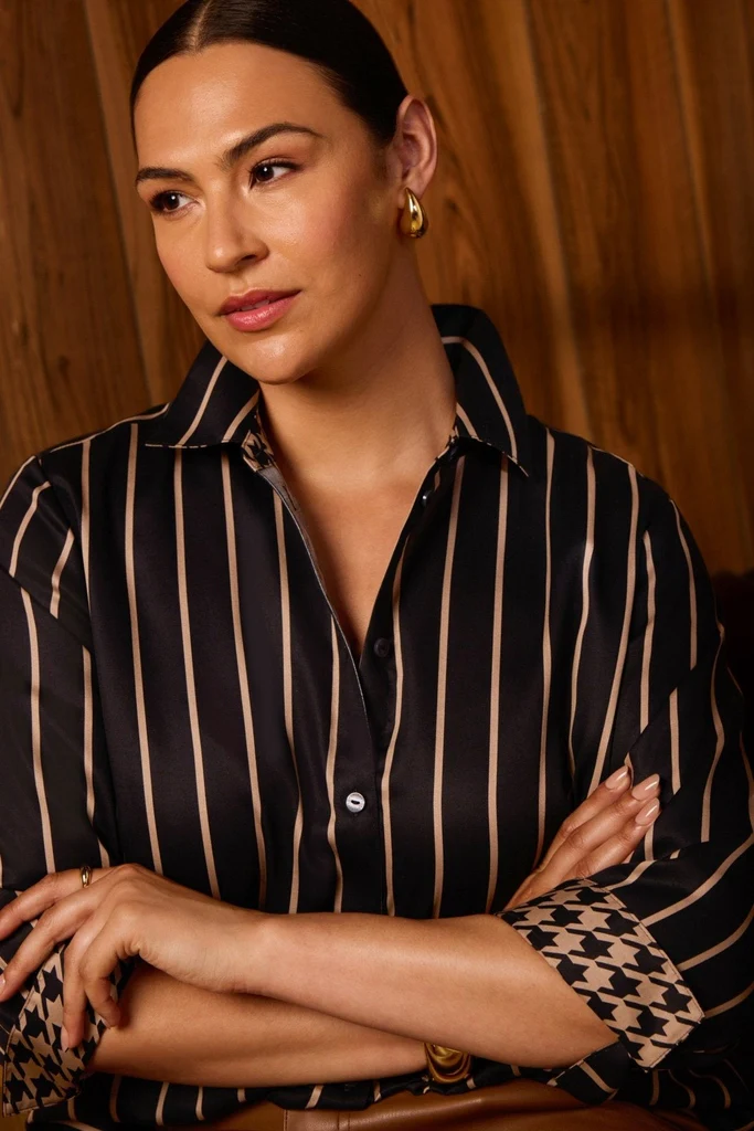 Margie Stripe & Houndstooth 3/4 Sleeve Shirt - Image 3