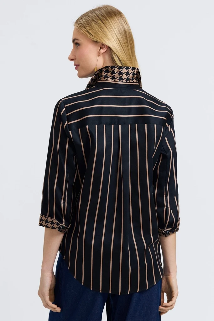Margie Stripe & Houndstooth 3/4 Sleeve Shirt - Image 4