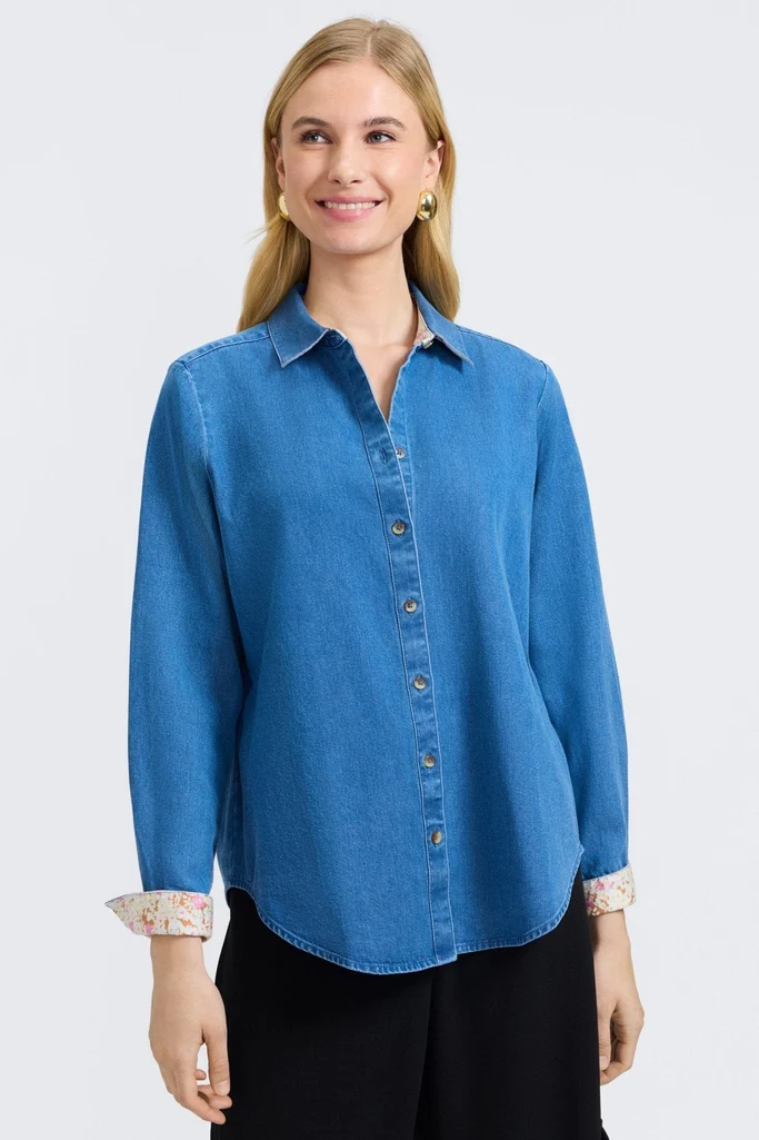 Margie Tencel® Denim Long Sleeve Shirt - Image 10