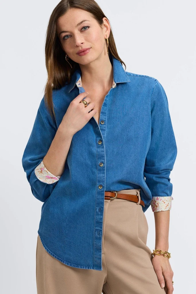 Margie Tencel® Denim Long Sleeve Shirt - Image 11