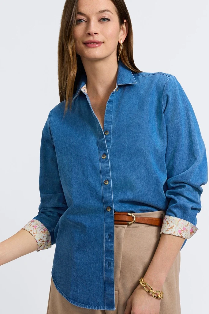 Margie Tencel® Denim Long Sleeve Shirt - Image 16