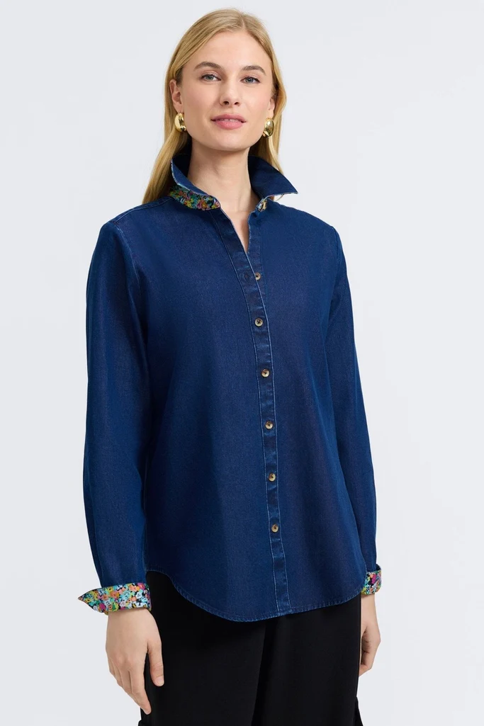 Margie Tencel® Denim Long Sleeve Shirt - Image 3