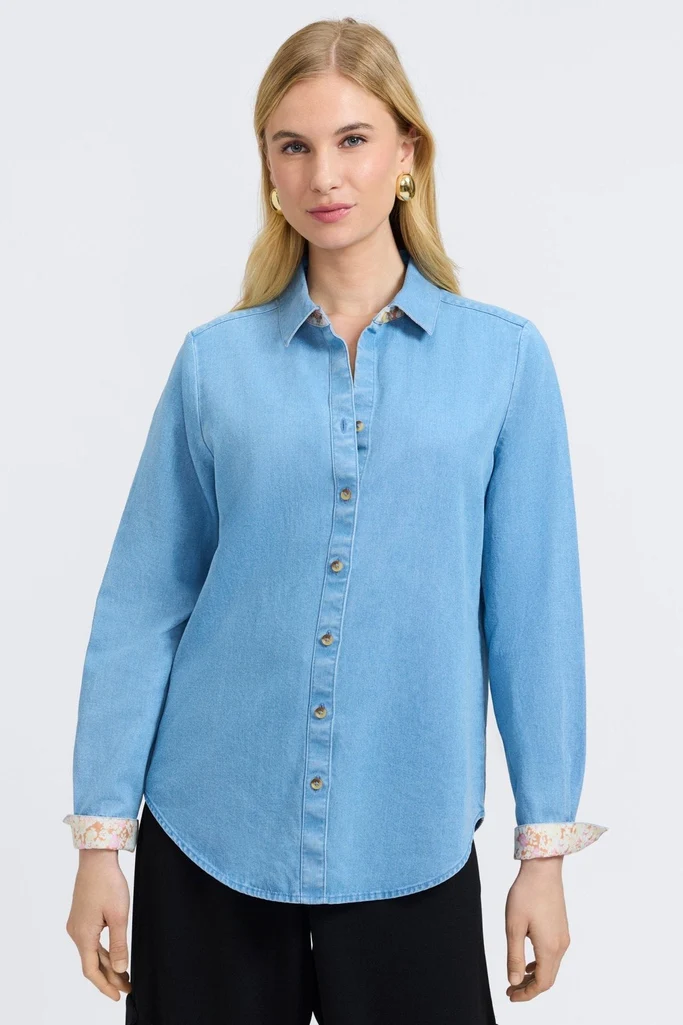 Margie Tencel® Denim Long Sleeve Shirt - Image 6