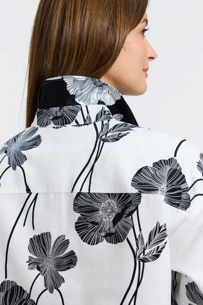 Marina Poppy Long Sleeve Short Shirt - Image 3