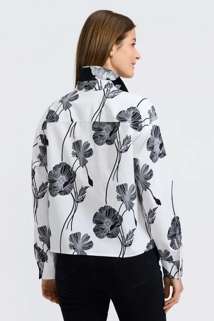 Marina Poppy Long Sleeve Short Shirt - Image 5