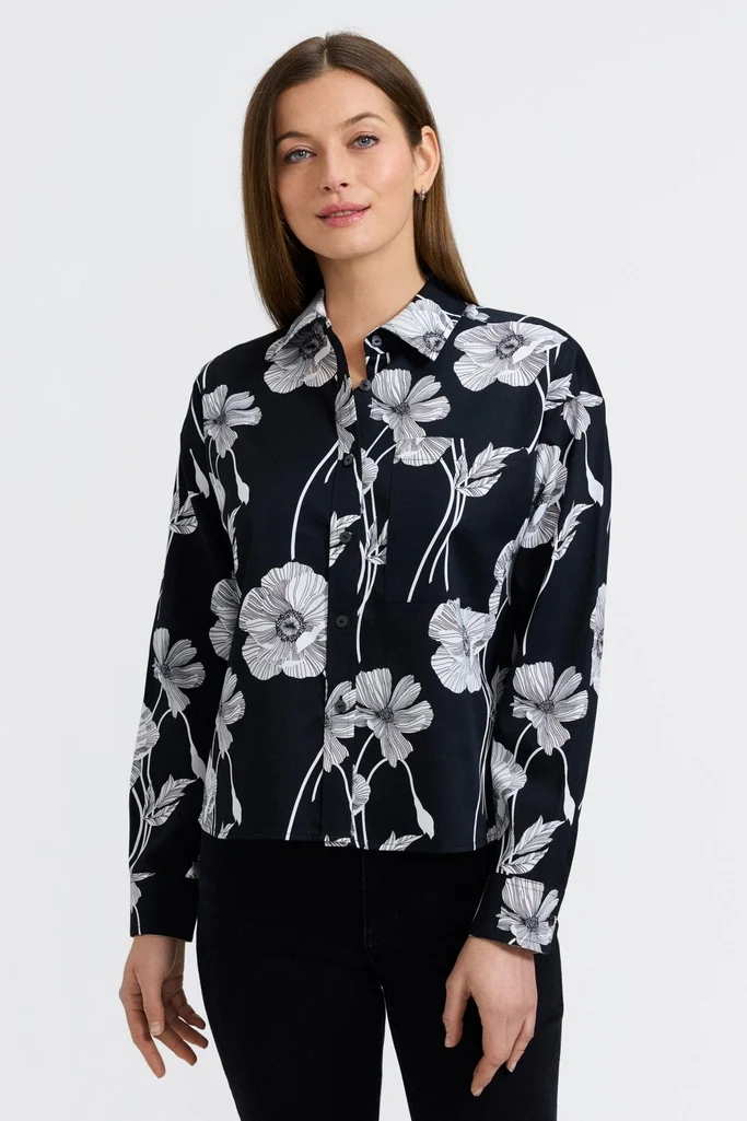 Marina Poppy Long Sleeve Short Shirt - Image 6