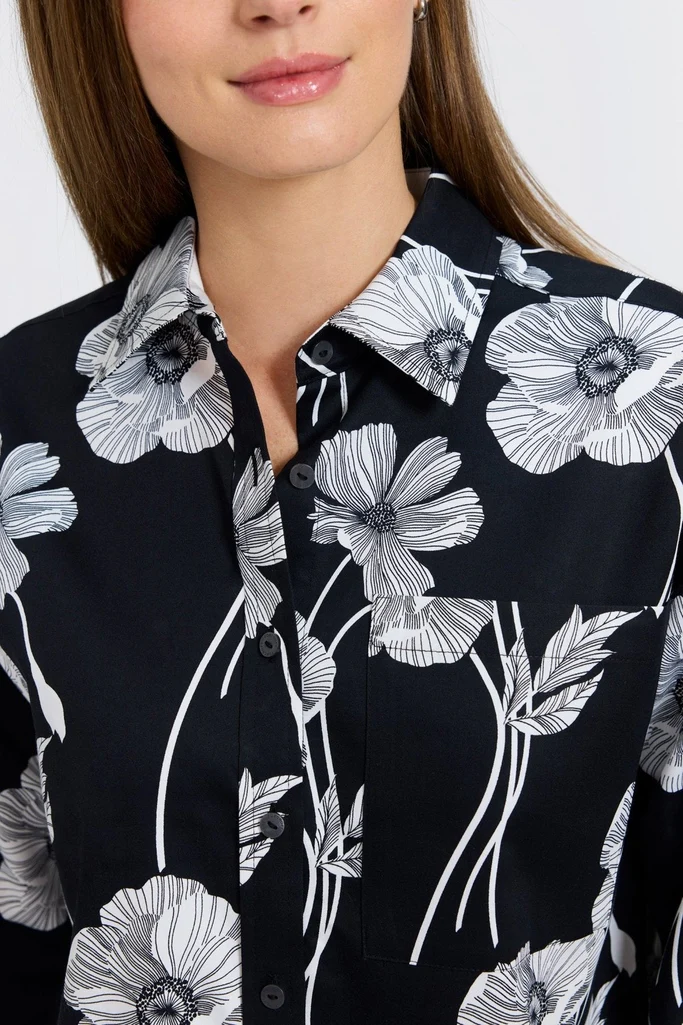 Marina Poppy Long Sleeve Short Shirt - Image 7