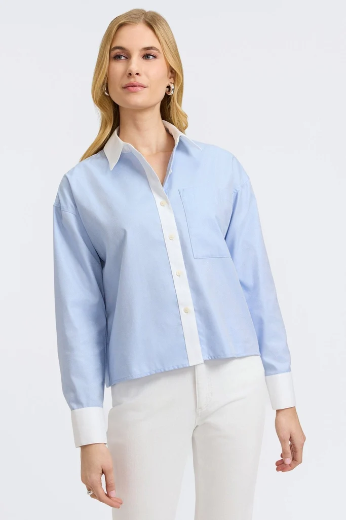 Marina Cavalry Twill Long Sleeve Short Shirt - Image 5