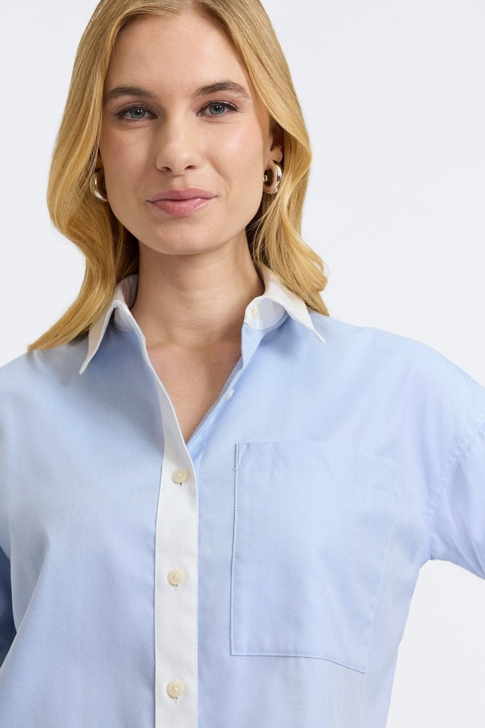 Marina Cavalry Twill Long Sleeve Short Shirt - Image 6