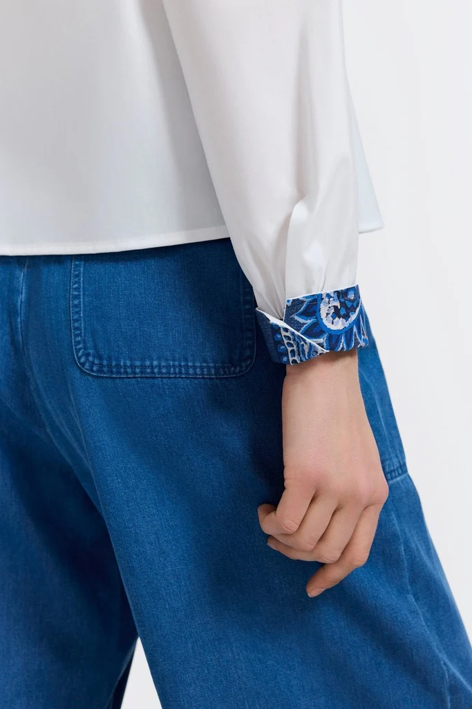 Marina Denim Paisley Long Sleeve Short Shirt - Image 3