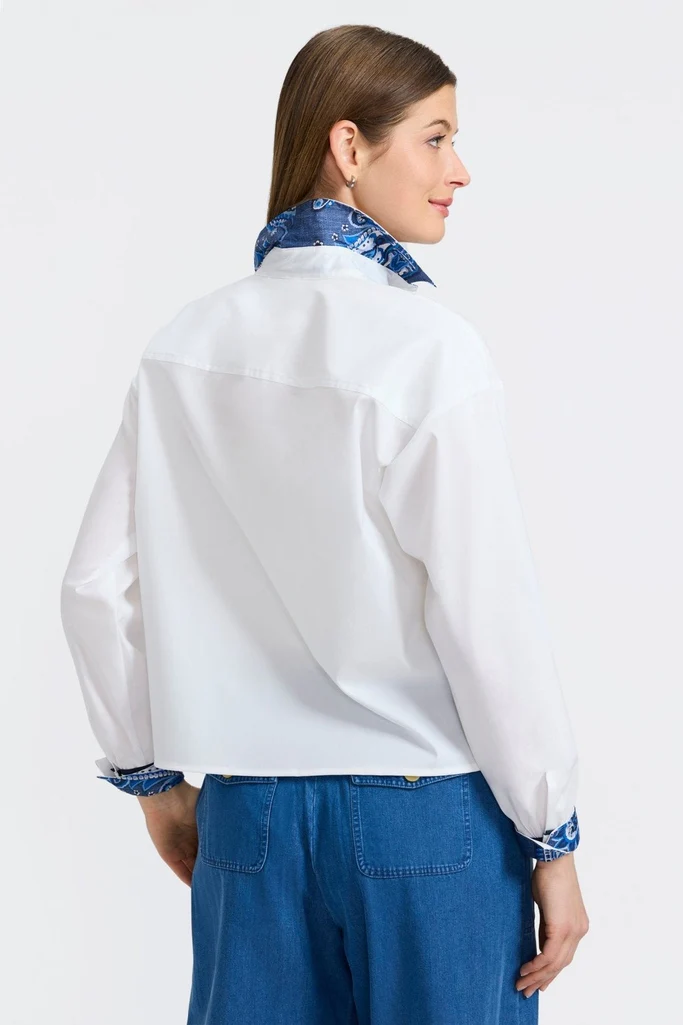 Marina Denim Paisley Long Sleeve Short Shirt - Image 5
