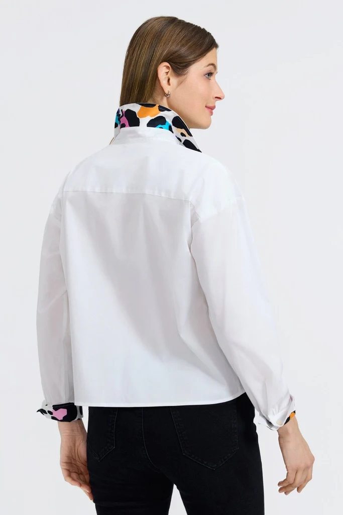 Marina Multicolor Leopard Long Sleeve Short Shirt - Image 5