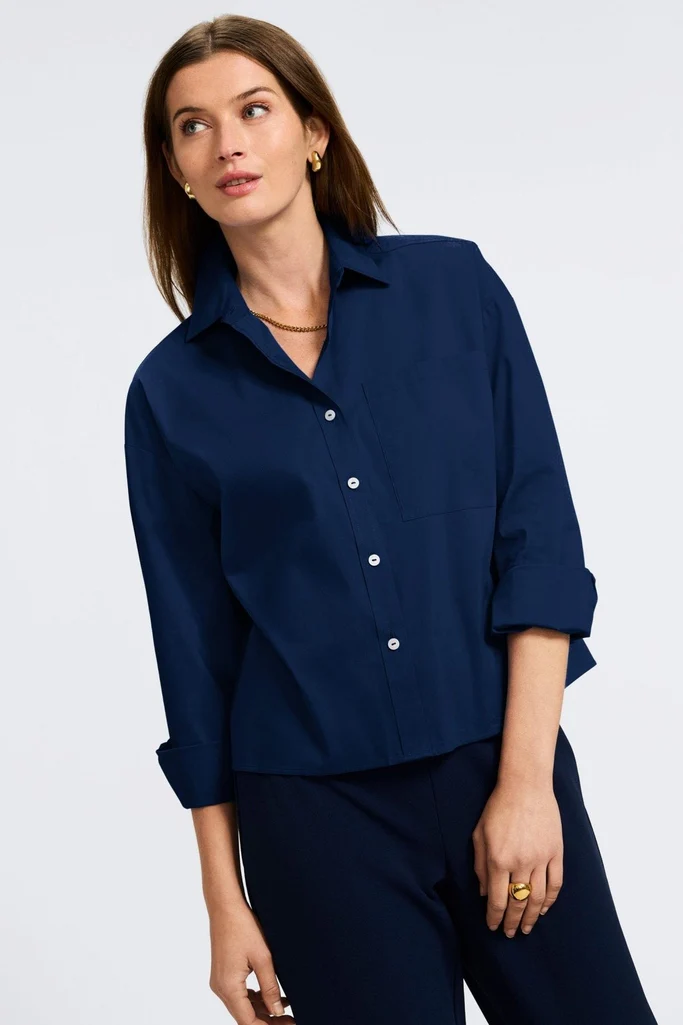 Marina No Iron Stretch Long Sleeve Short Shirt - Image 11