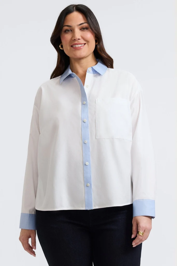 Marina Plus Cavalry Twill Long Sleeve Short Shirt - Image 5