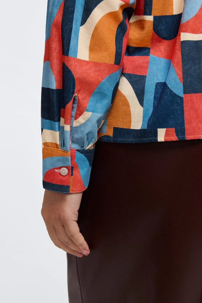 Marina Plus Corduroy Long Sleeve Short Shirt - Image 3