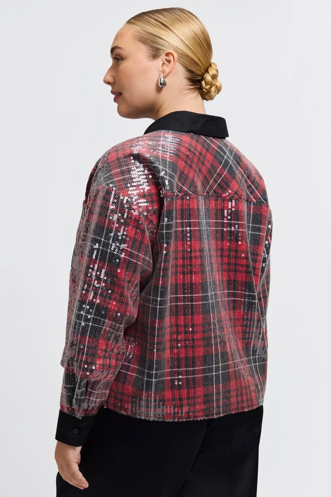 Marina Plus Sequined Long Sleeve Short Shirt - Image 10