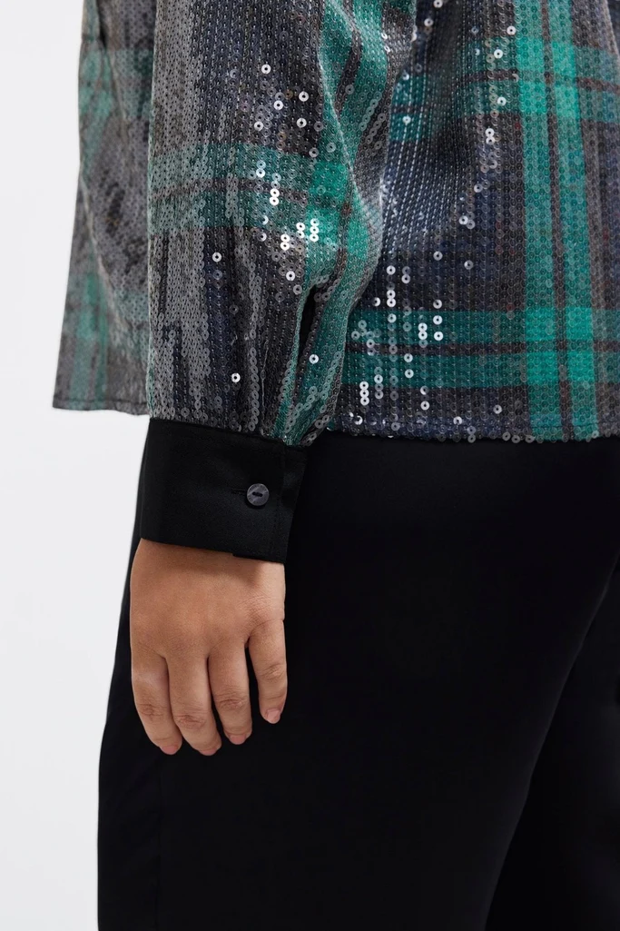 Marina Plus Sequined Long Sleeve Short Shirt - Image 4