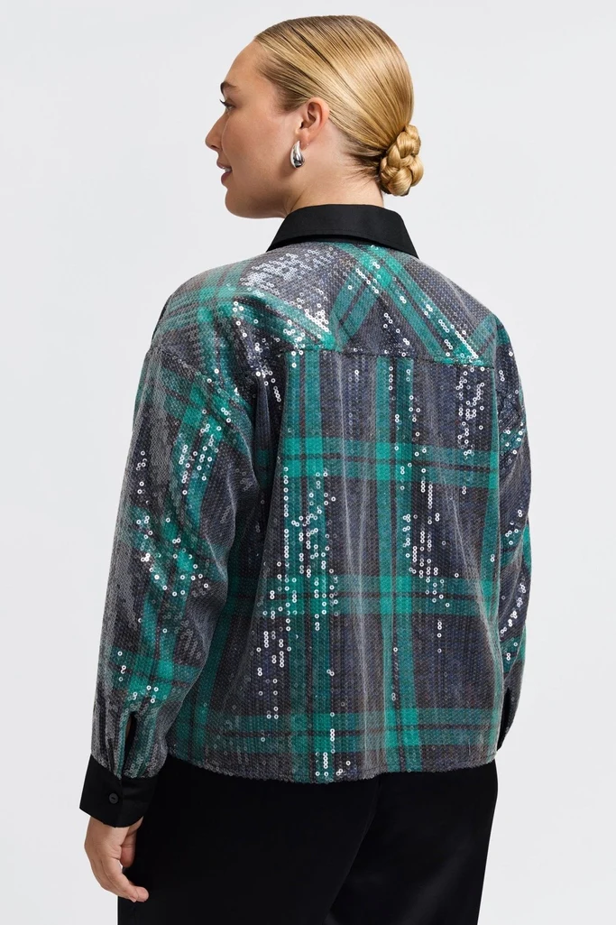 Marina Plus Sequined Long Sleeve Short Shirt - Image 5