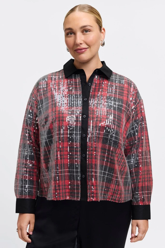 Marina Plus Sequined Long Sleeve Short Shirt - Image 6