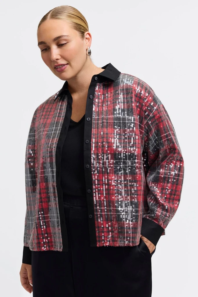Marina Plus Sequined Long Sleeve Short Shirt - Image 7