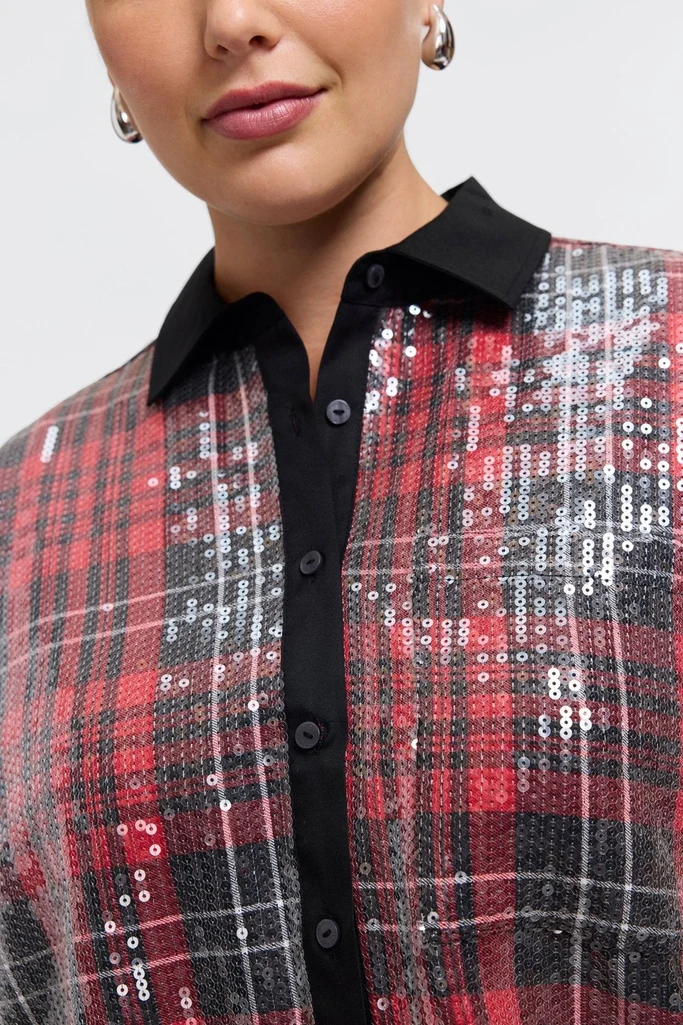Marina Plus Sequined Long Sleeve Short Shirt - Image 8