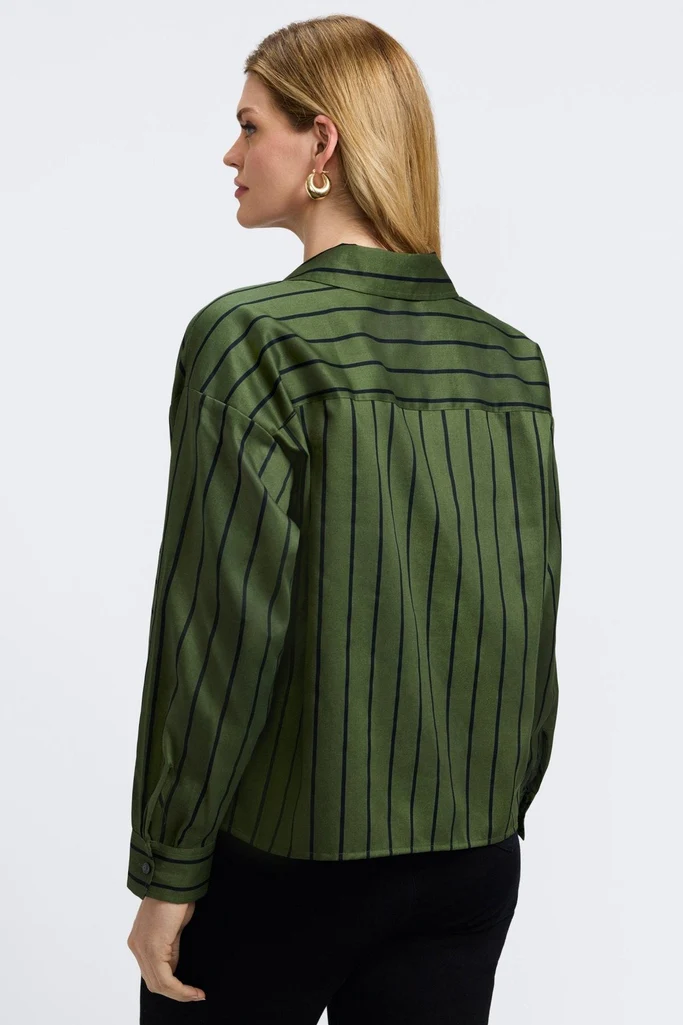 Marina Plus Stripe & Houndstooth Long Sleeve Short Shirt - Image 12