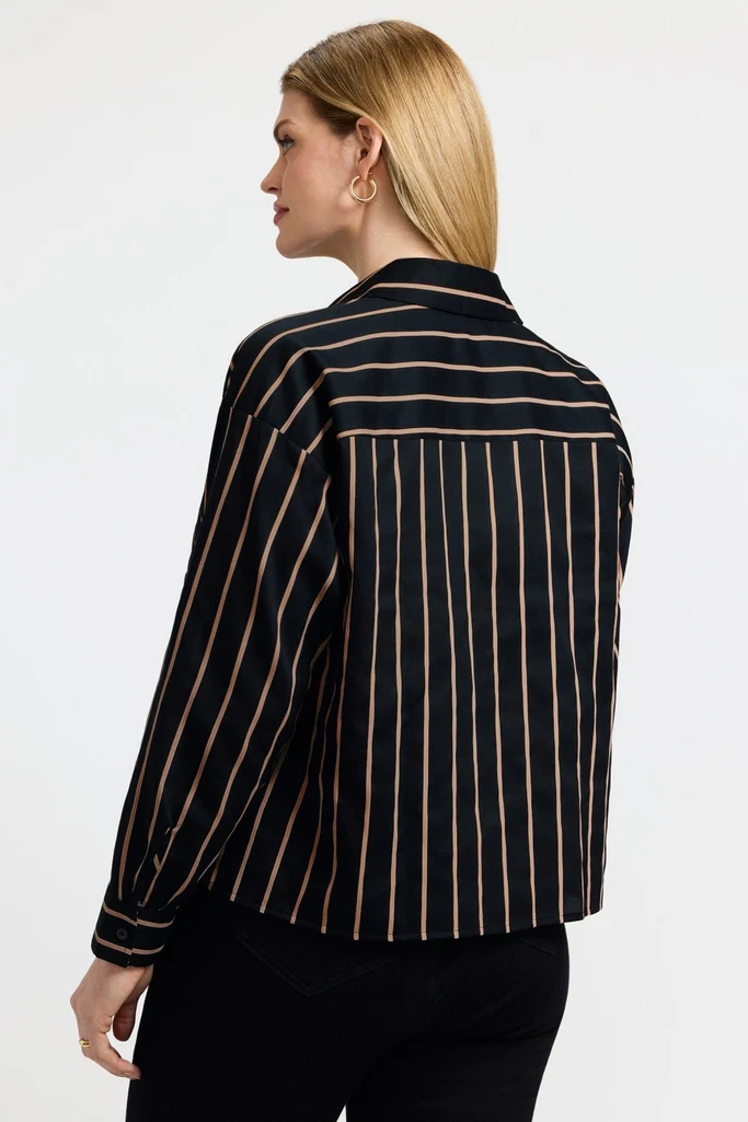 Marina Plus Stripe & Houndstooth Long Sleeve Short Shirt - Image 8