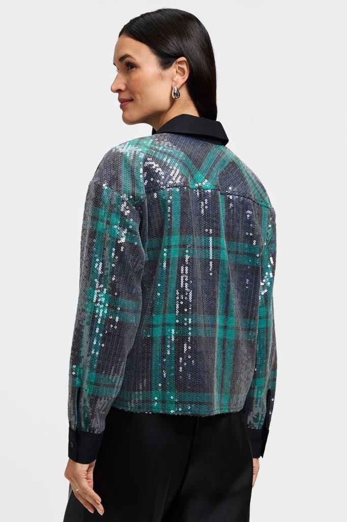 Marina Sequined Long Sleeve Short Shirt - Image 12