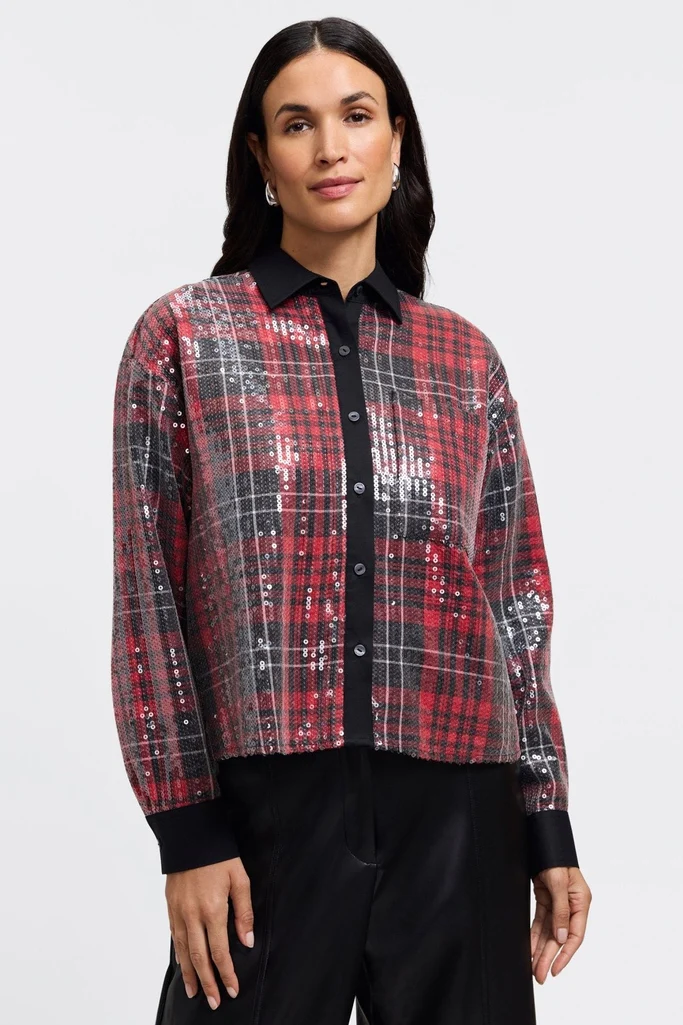 Marina Sequined Long Sleeve Short Shirt - Image 4