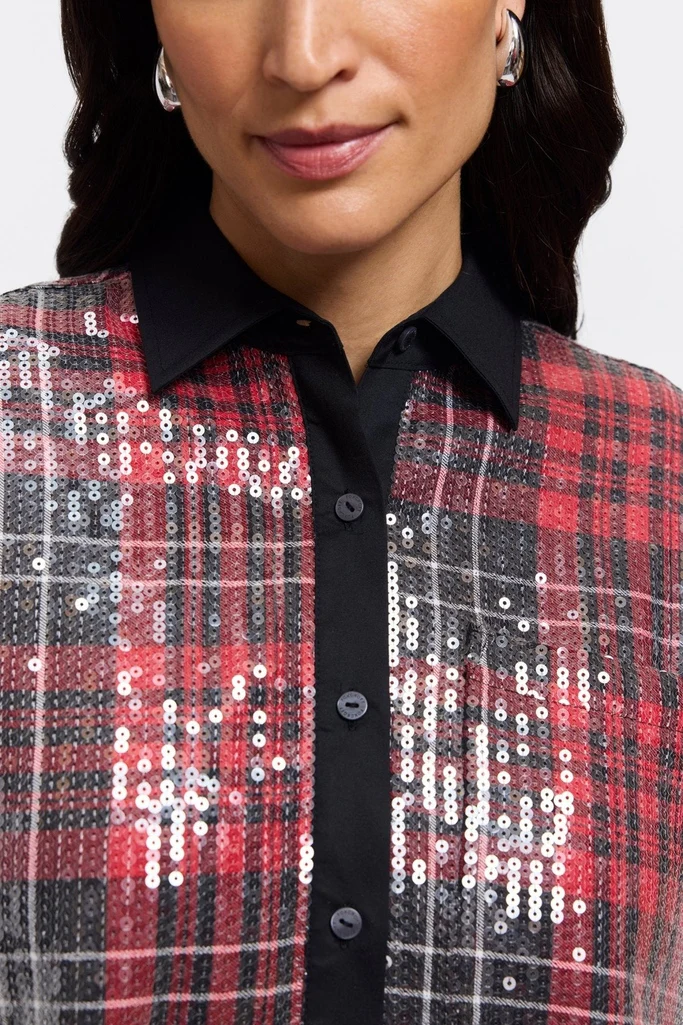 Marina Sequined Long Sleeve Short Shirt - Image 5