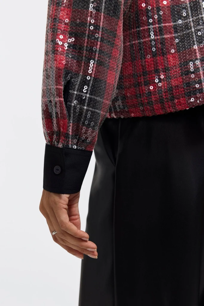 Marina Sequined Long Sleeve Short Shirt - Image 6