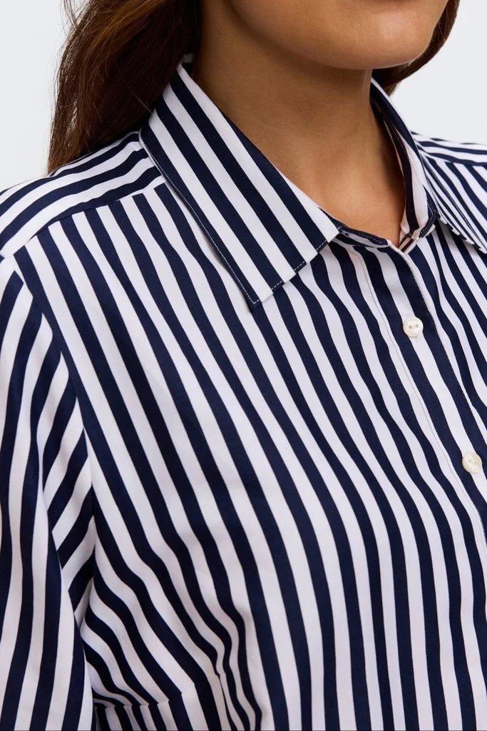 Jodie Stripe Paisley Long Sleeve Short Shirt - Image 5
